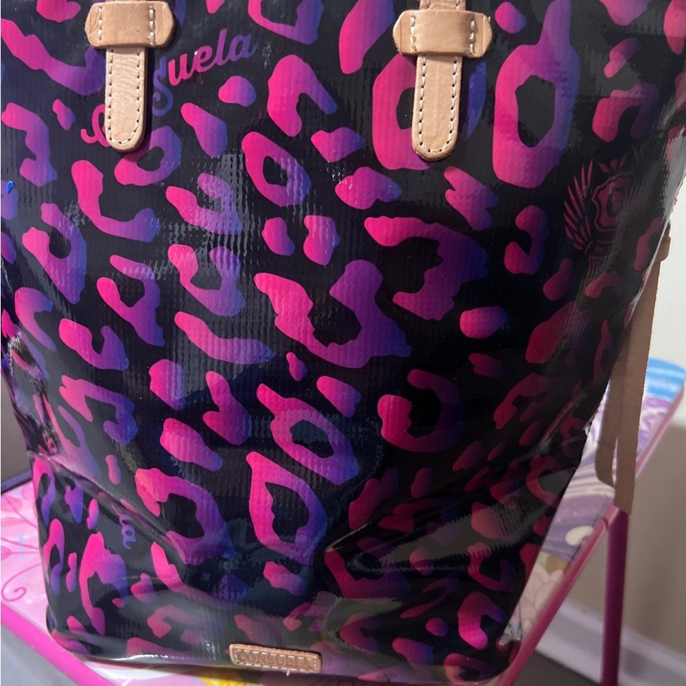 Consuela Pink and Purple Backpack with Vibrant Leopard Print - Picture 2 of 8